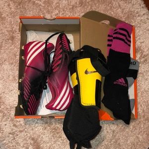 Womens pink adidas soccer cleats bundle
